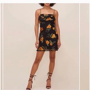 Astr black floral mini dress